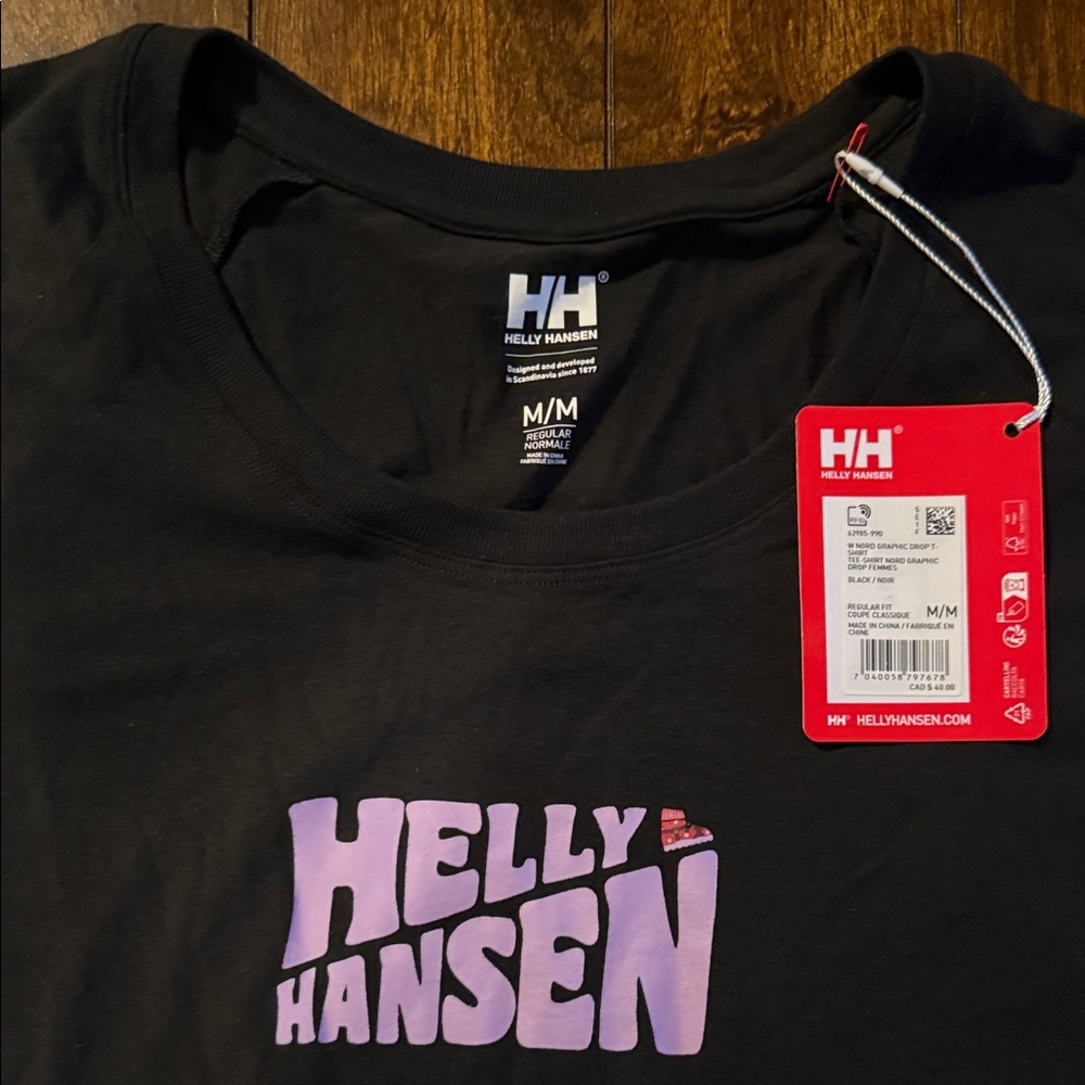 Helly Hansen Black and Purple Women's Tee (Brand New) - Picture 8 of 11